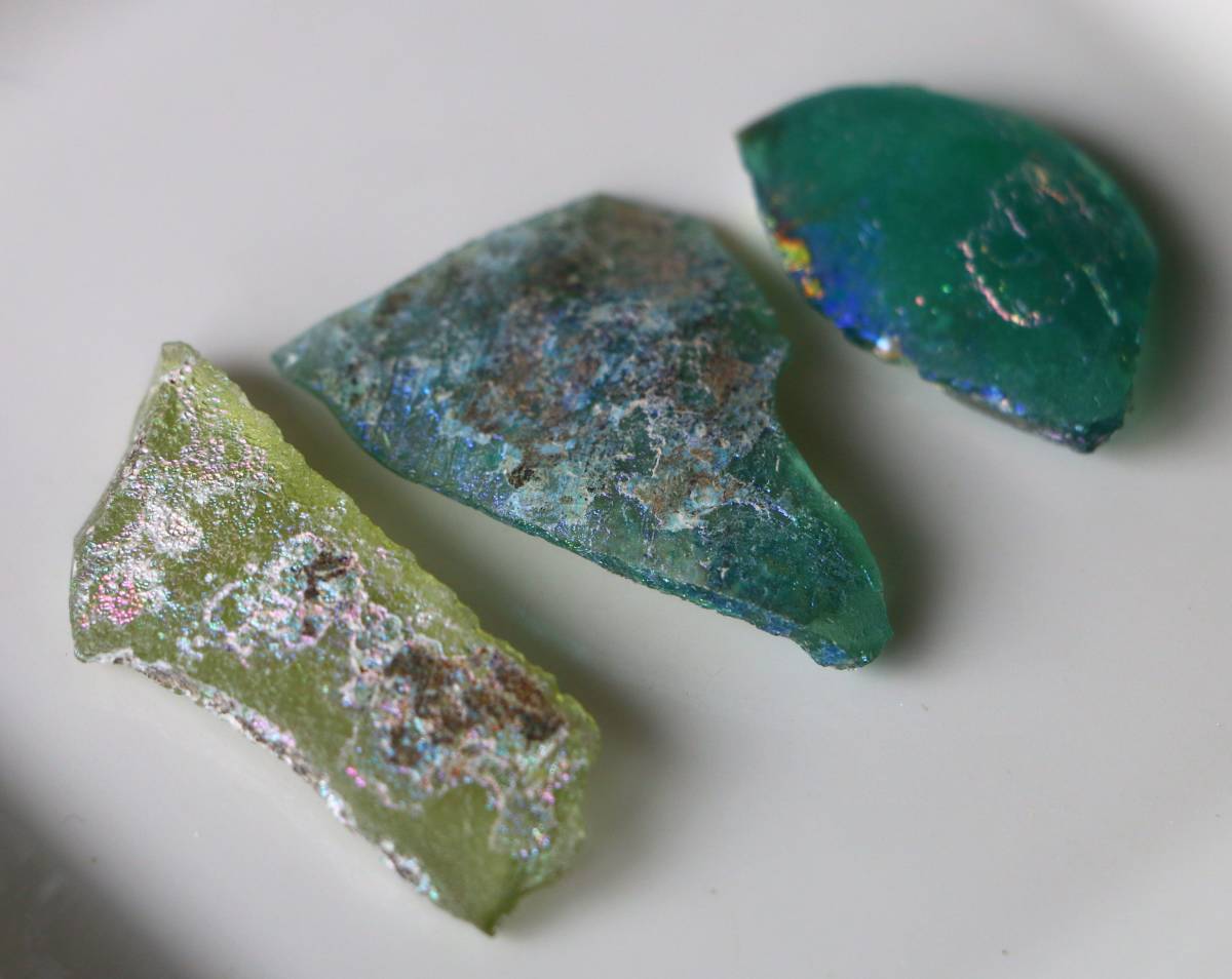 古代ガラス ローマン銀化グラス 壺 瓶 アフガニスタン出土 紀元3 