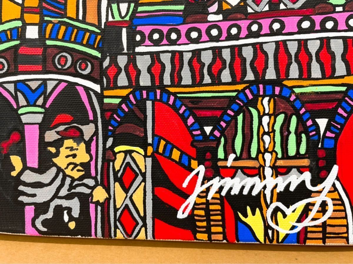 F6号】手描き作品：ジミー大西：模写：絵画：油彩【ランブラス通り