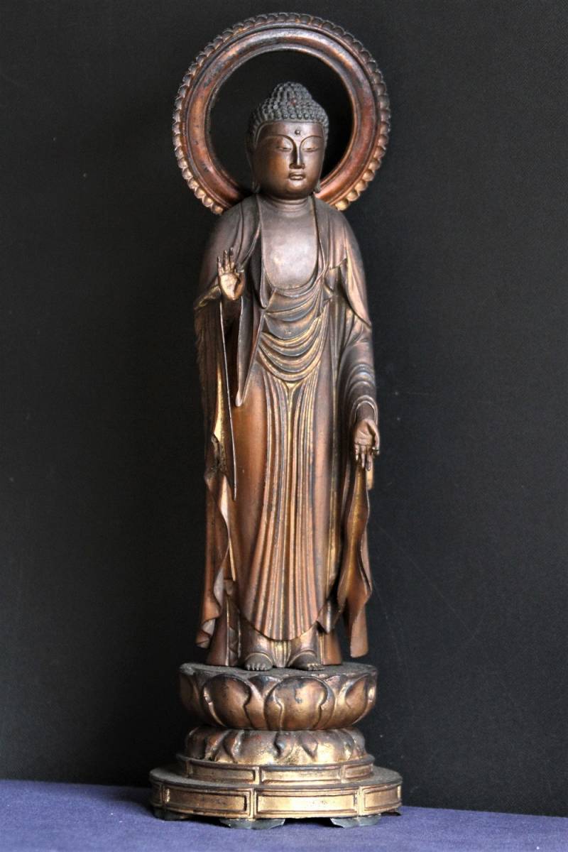 値下げ‼️古仏‼️『木造　阿弥陀如来立像』江戸期‼️玉眼 木彫 阿弥陀如来立像 江戸時代 玉眼(仏像)｜売買されたオークション