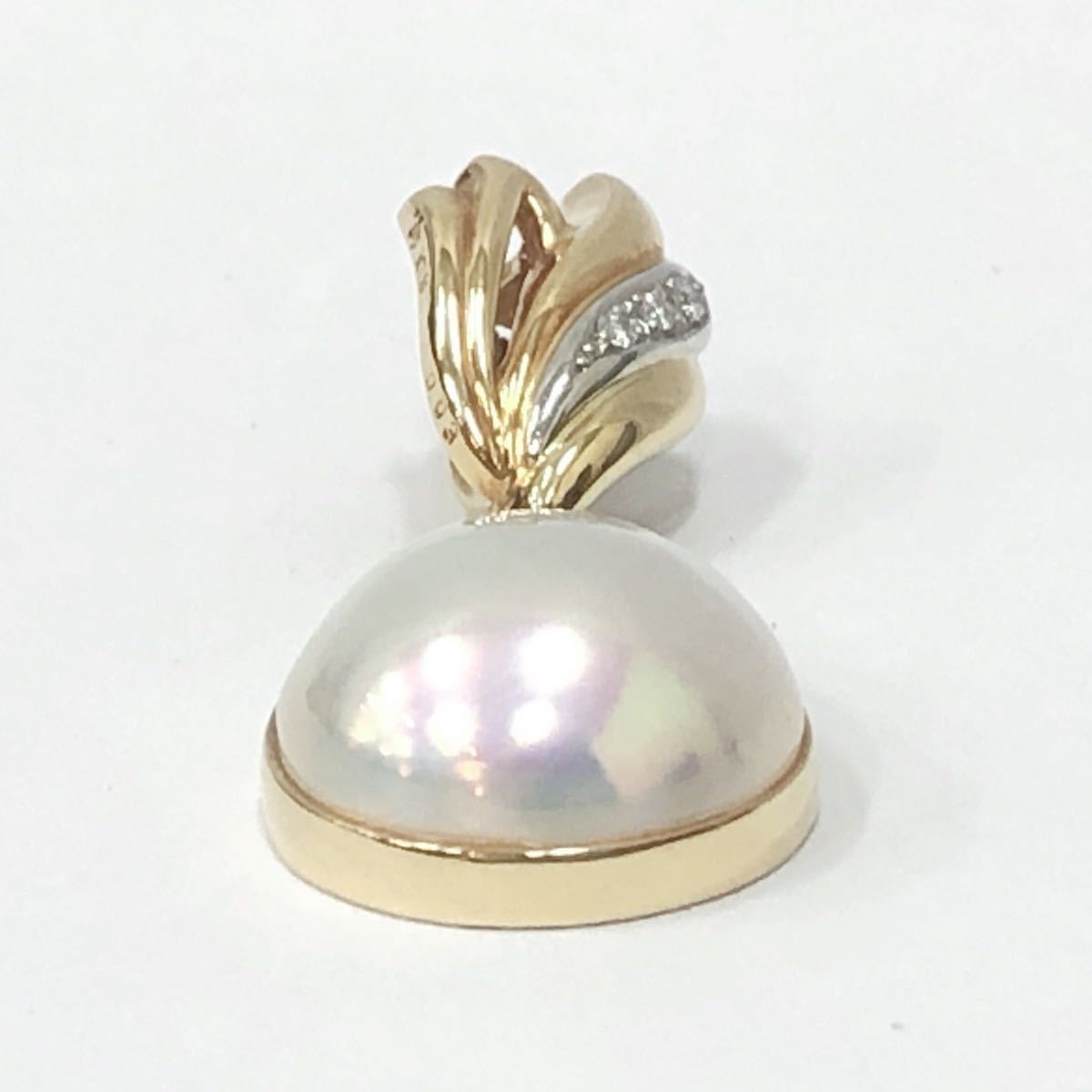 美品 田崎真珠 TASAKI マベパール ペンダントトップ K18/Pt900コンビ