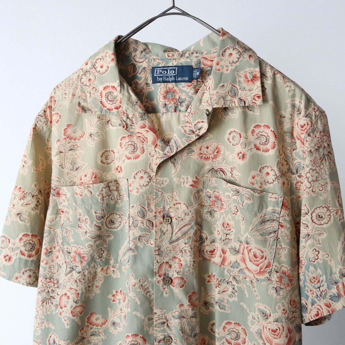 90s ラルフローレン 開襟シャツ 花柄 M / POLO RALPH LAUREN オープンカラー 
