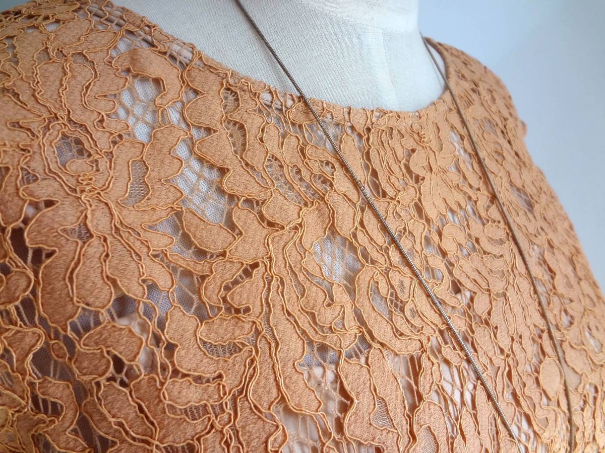 超激得，高品質 新品☆アナイANAYI レース ブラウス オレンジベージュ 