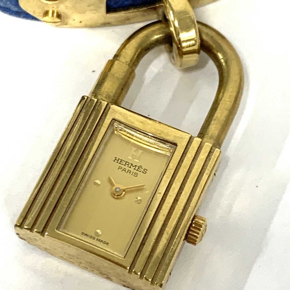 HERMES エルメス ケリーウォッチ 腕時計 クォーツ 南京錠 2針 GPレザー 