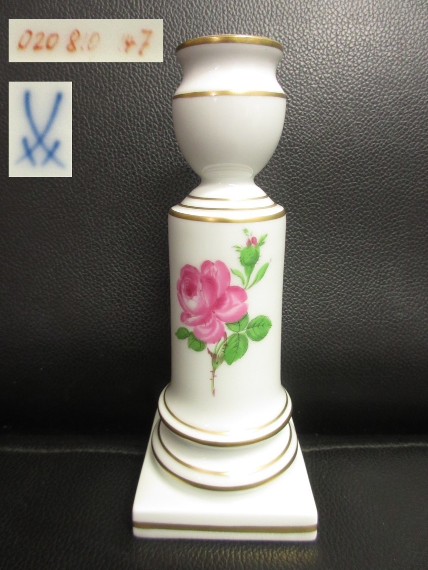 最新作，新品 鑑定済 陶磁器 Meissen：マイセン キャンドル立て ローズ 陶磁器 高さ：約15cm ろうそくスタンド ホルダー ブランド食器 雑貨(マイセン)｜売買されたオークション情報、yahooの商品情報をアーカ マイセン