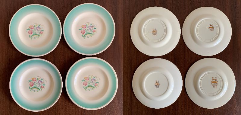 Susie Cooper スージークーパー 「 ドレスデンスプレイ（Dresden Spray) グリーン 」 ティーセット 17点 1935年～1940年代_8