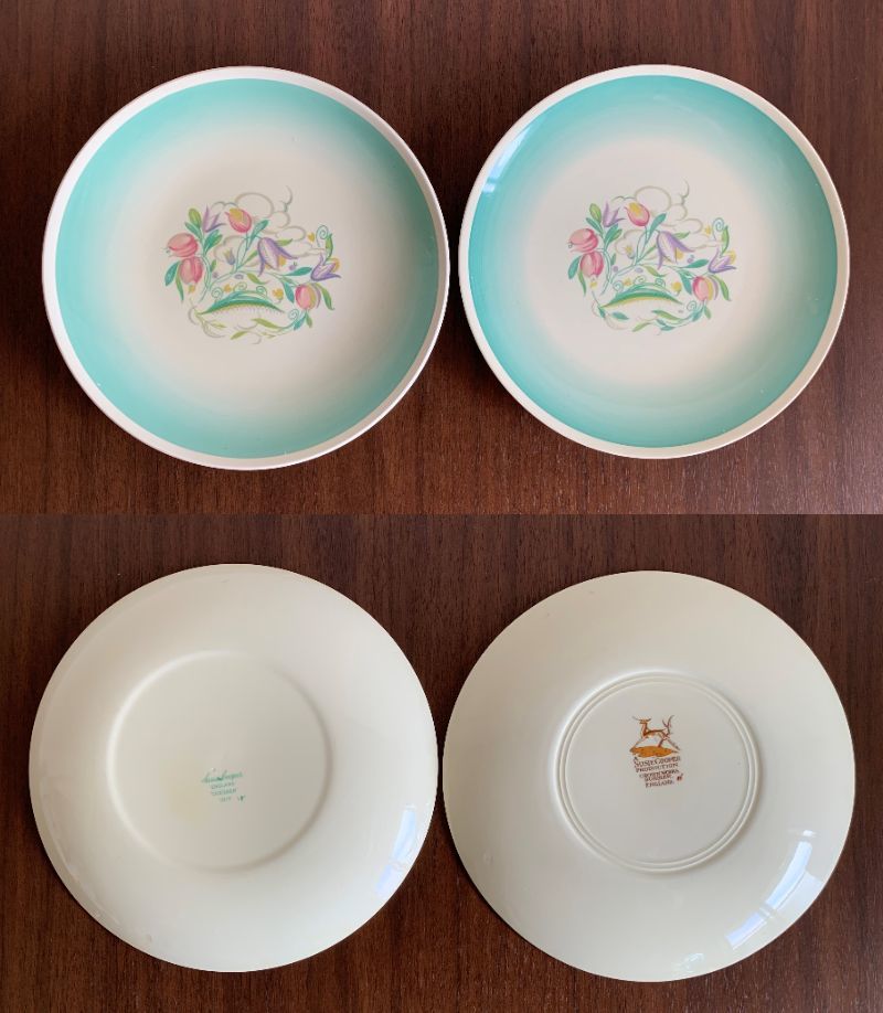 Susie Cooper スージークーパー 「 ドレスデンスプレイ（Dresden Spray) グリーン 」 ティーセット 17点 1935年～1940年代_9