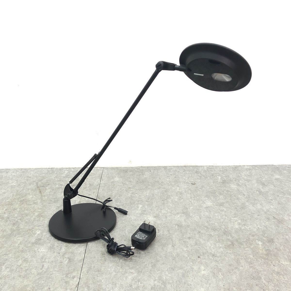 □YAMAGIWA ヤマギワ LEDデスクスタンド レビオ スタンドランプ ブラック 15V 2018年製 デスクランプ デスクライト 動作品 □22062104