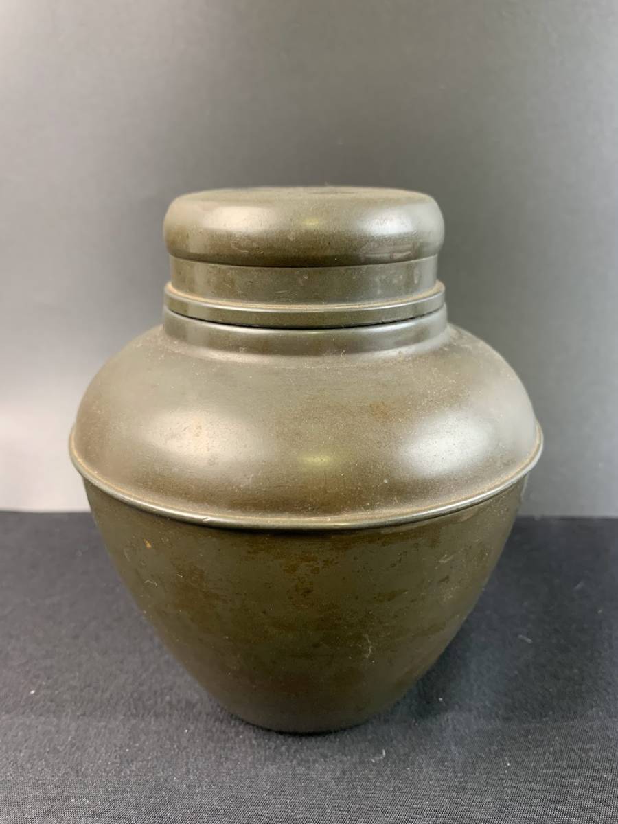 激安大特価，新作登場 結 時代 古錫 茶壺 茶入 高さ12.5cm 755g 錫 錫製 斑錫 茶道具 煎茶道具 煎茶器 茶器 茶具 茶注 茶心壺 骨董品 古美術 アンティーク(錫製)｜売買されたオークション情報、yahooの商品情報をアーカ 錫製