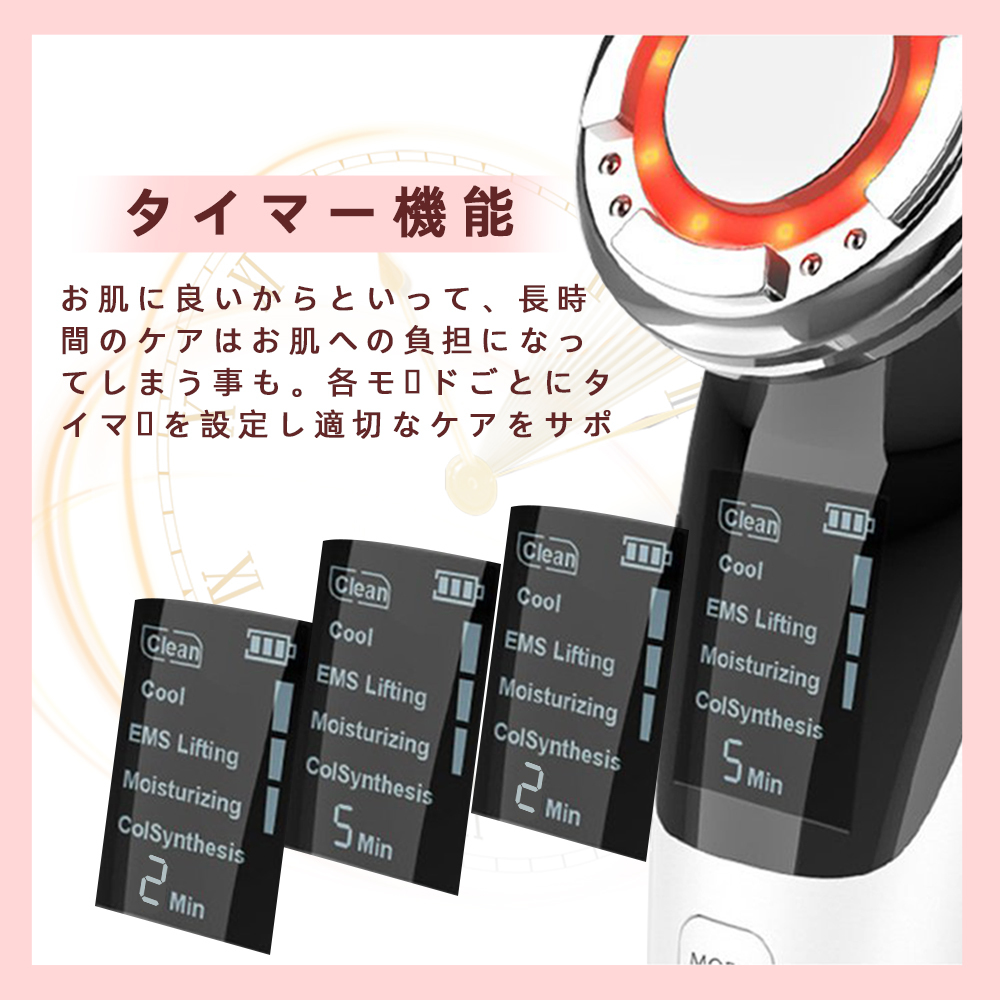 美顔器 D818 超音波 振動 EMS イオン導出 導入 温冷 温熱 LED