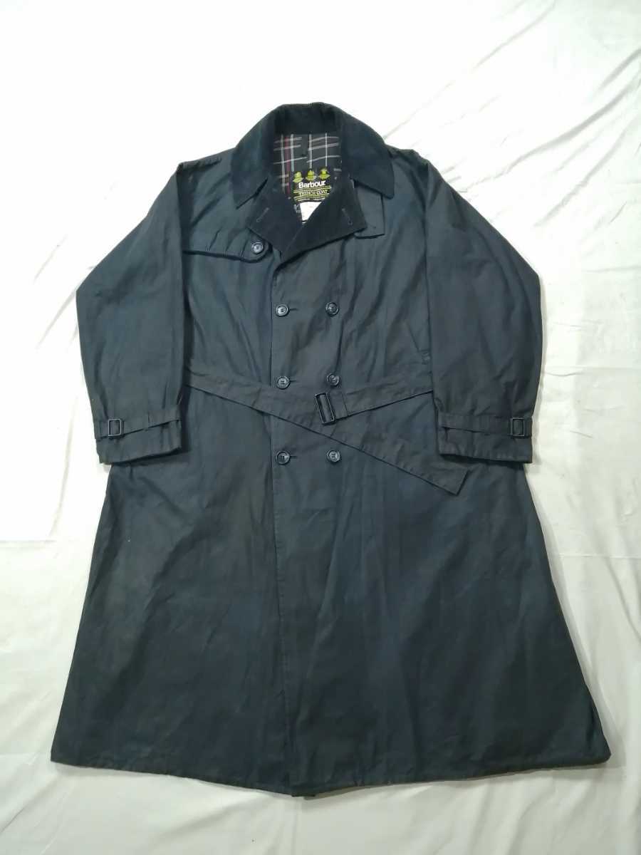 ミント◎1990年 c44 Barbour trench coat ネイビー バブアー トレンチ