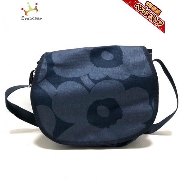 マリメッコ marimekko ショルダーバッグ - キャンバス ネイビー×ブルー 