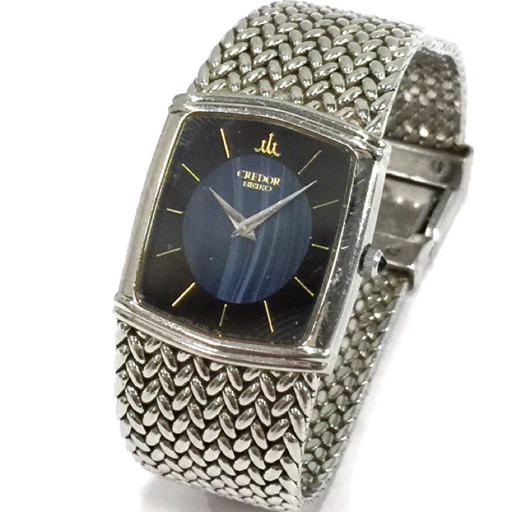 CREDOR クレドール スクエア ブラック シルバー クオーツ 腕時計