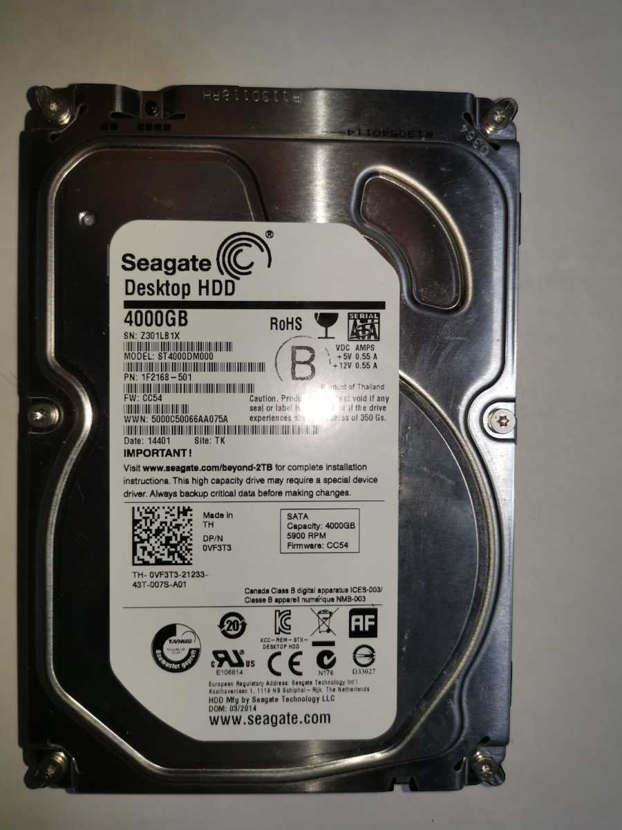 安い，豊富な 内蔵HDD Seagate ST4000DM000 4TB 検査済み問題無し(2TB～)｜売買されたオークション情報、yahooの商品情報をアーカイブ公開 - オークファン 3.5 SerialATA