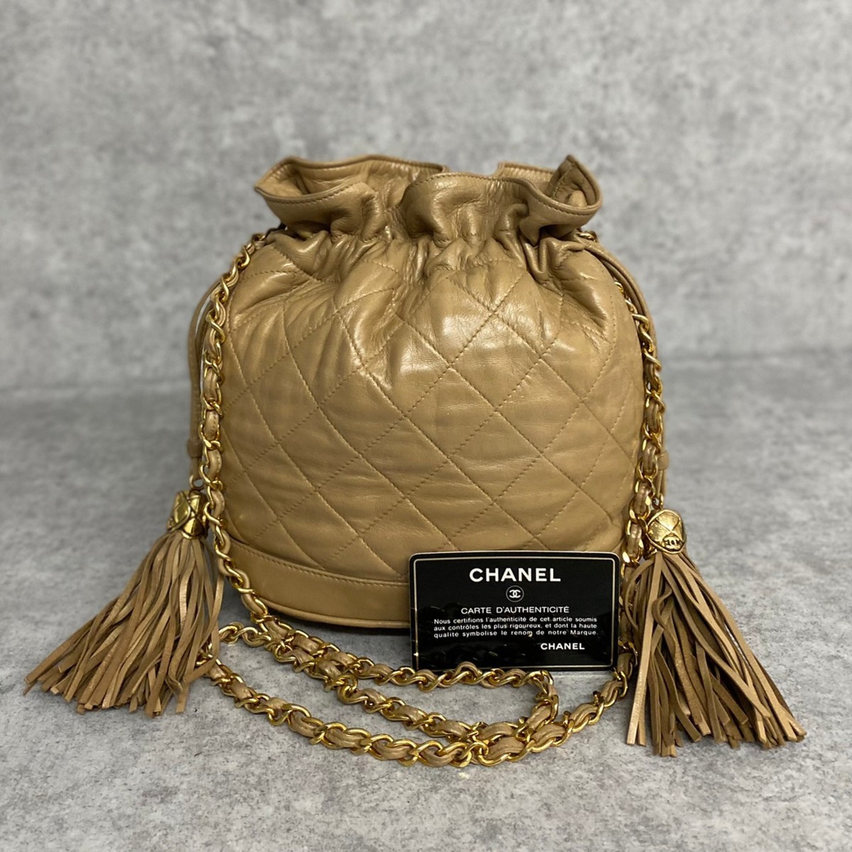 正規品，人気 1円 シール カード有 1番台 CHANEL シャネル ラムスキン マトラッセ フリンジ タッセル チェーン 巾着 ショルダーバッグ 29491(ショルダーバッグ)｜売買されたオークション情報、yahooの商品情報 かばん、バッグ