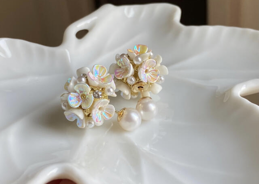 ピアス パールピアス Double Pearl 8.0-8.5mmK18G 照り照り真珠ピアス