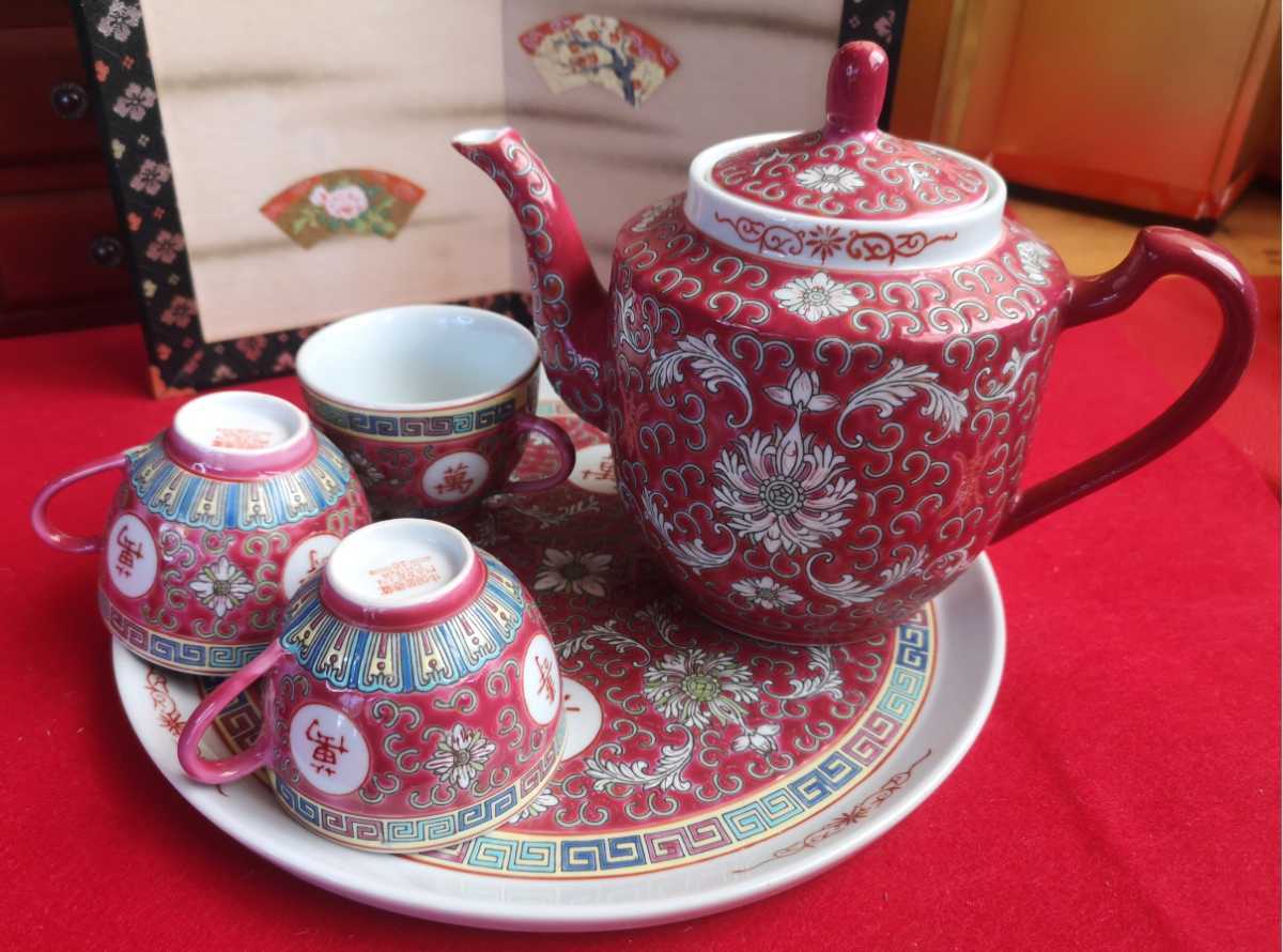 急須 茶器セット プレート 中国景徳鎮 ティーポット レンゲまとめ