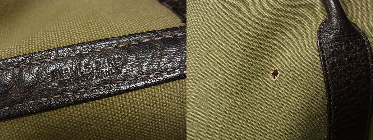 1円 HERMES エルメス ガーデンパーティMM トワルアッシュ×レザー 