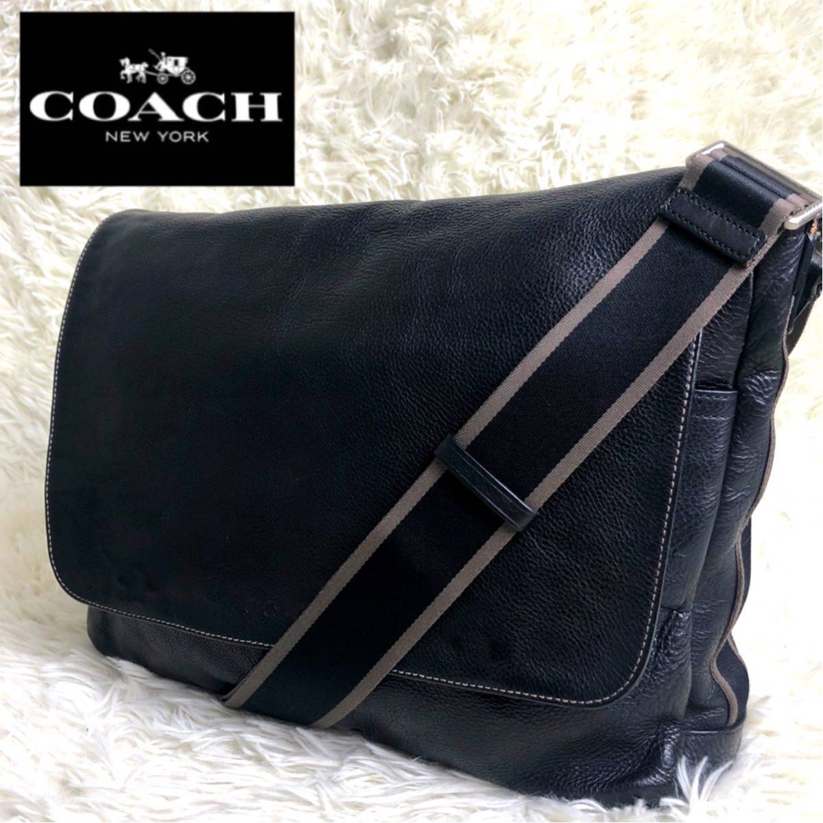 2026春夏 1円〜 極 COACH コーチ メンズ 牛革 メッセンジャーバッグ ショルダーバッグ 鞄 F70556 大容量 ビジネス 斜めかけ カーフレザー 黒(その他)｜売買されたオークション情報、yahooの商品情報をアー かばん、バッグ