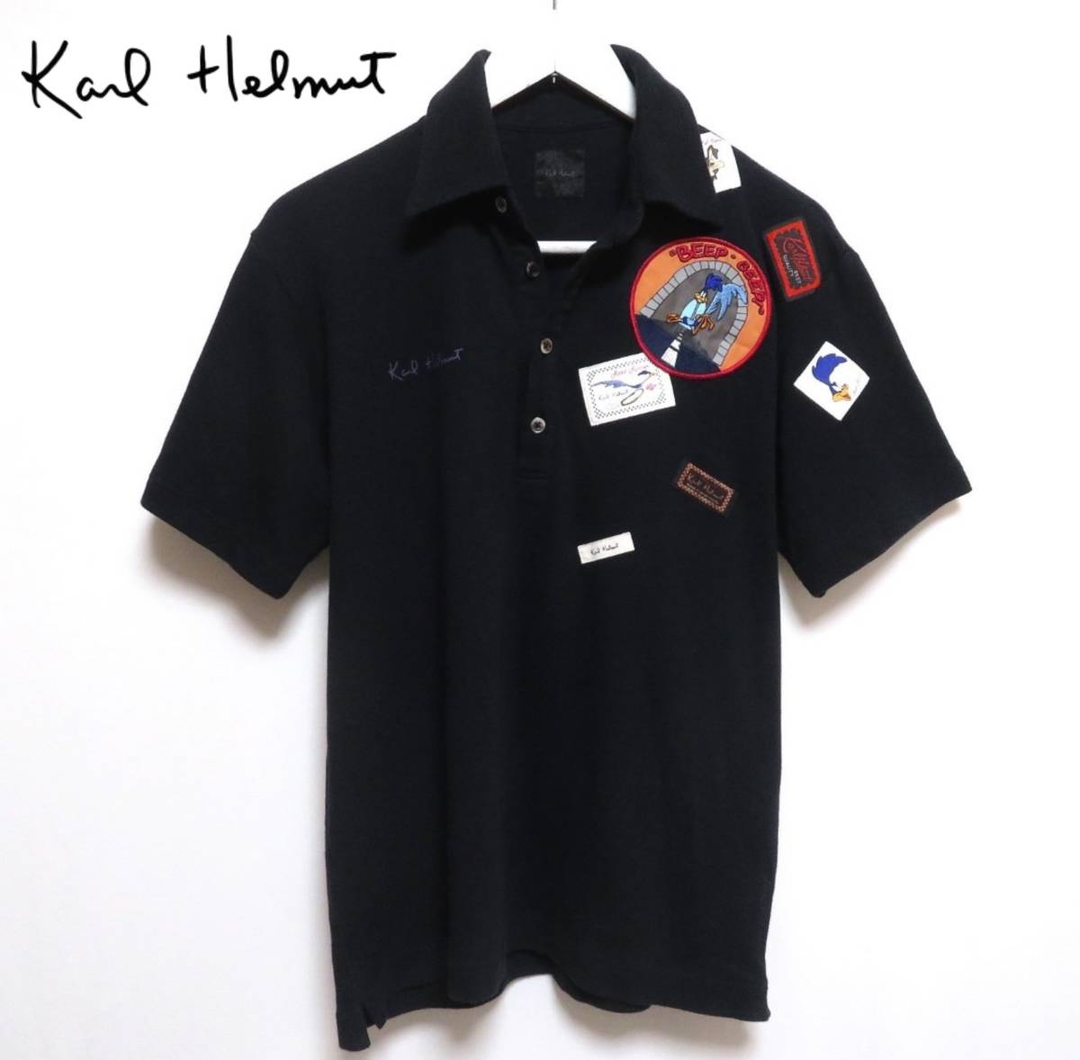 KarlHelmut カールヘルム ルーニー・テューンズコラボ ポロシャツ ロードランナー ワイリーコヨーテ ワッペン ボックスロゴ 半袖トップス