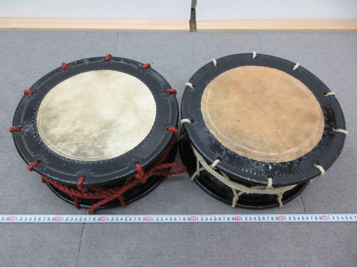 M【7-4】再○31 和楽器 和太鼓 締太鼓 2点まとめて 面直径約35cm 高さ