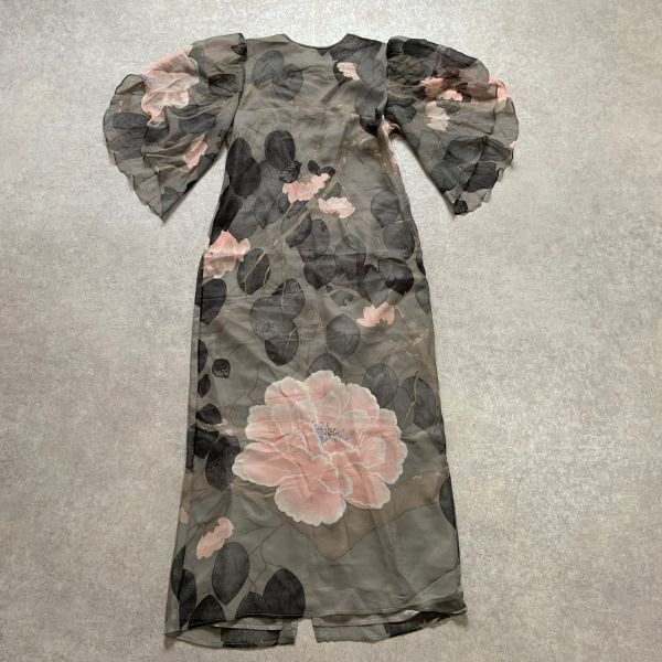 大得価，HOT N1326 HANAE MORI NEW YORK ハナエモリ ニューヨーク ヴィンテージ シルクワンピース グレー 花柄 総柄 サイズ9A3(Mサイズ)｜売買されたオークション情報、yahooの商品情報をアーカイブ公開 - オーク Mサイズ