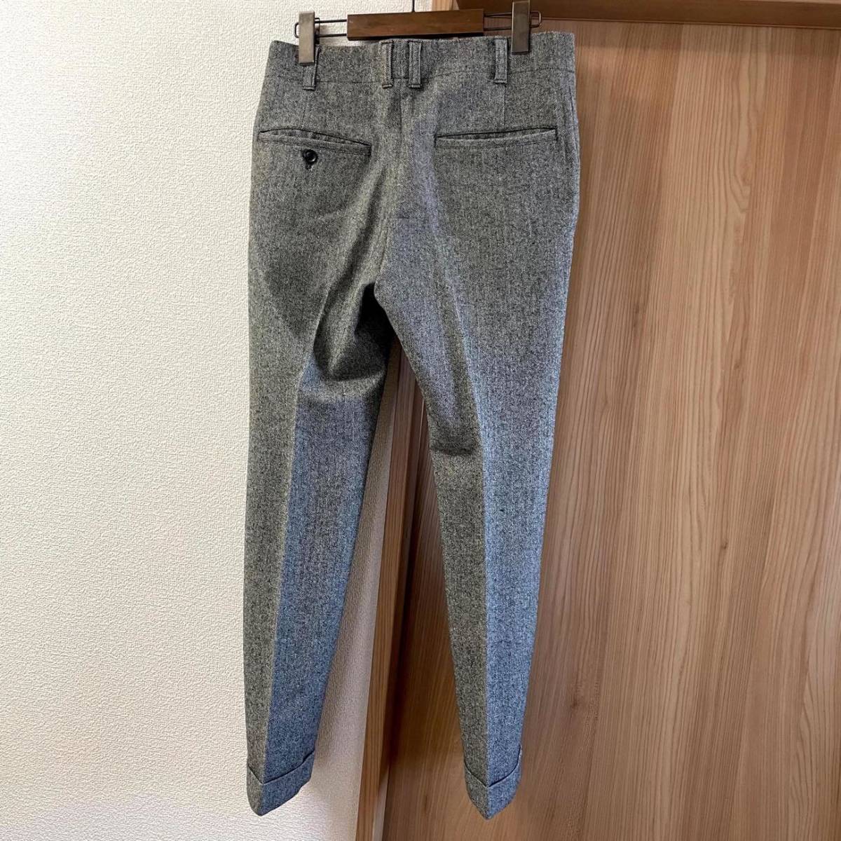 良品 GalaabenD ガラアーベント ヘリンボーンツイード ストレッチスラックスパンツ 定価38，850円 S 送料520円〜 メンズ グレー ウール