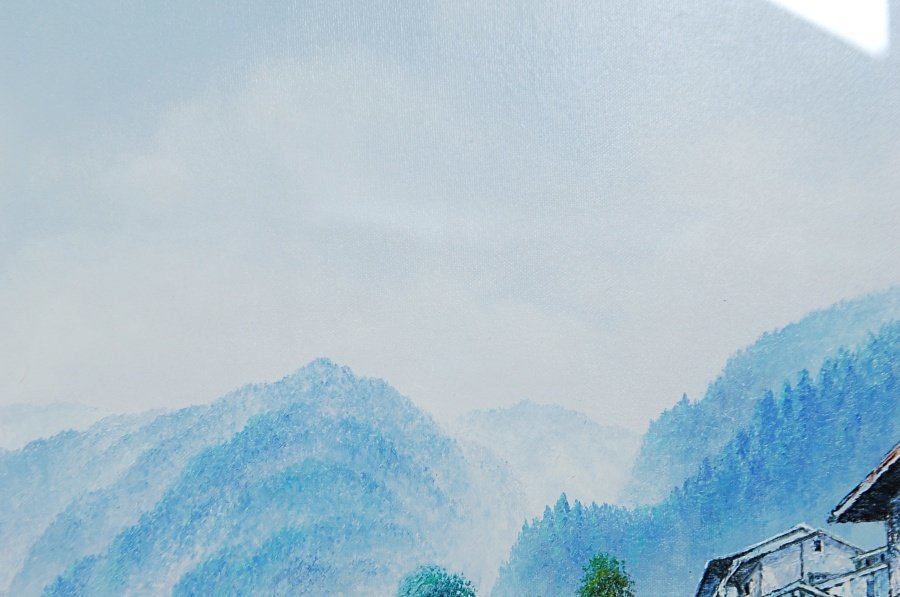 【真作】160705002◆人見友紀　油彩　「郡上八幡」　F20　額装◆伝説の逃亡画家　岐阜県　ｔ_6