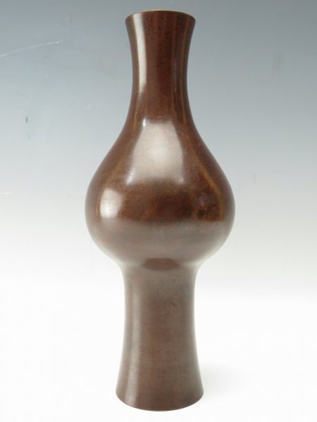 買取 売り切り品【A2802】茶道具 中島 保美 鋳銅 花瓶 約879g 共箱 中島