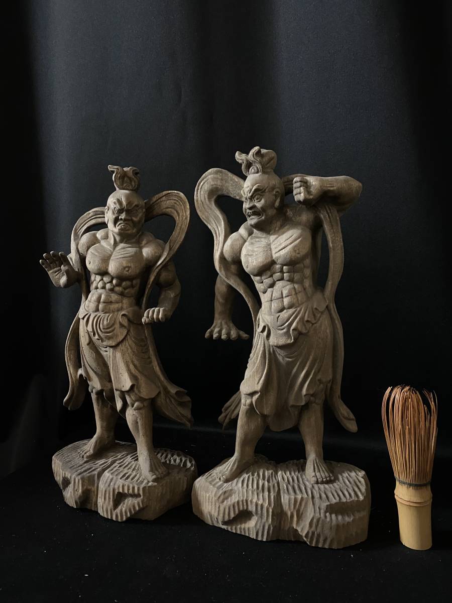 総楠材 高31cm 仏教工芸品 時代彫刻 木彫仏教 仏師で仕上げ品 金剛力士