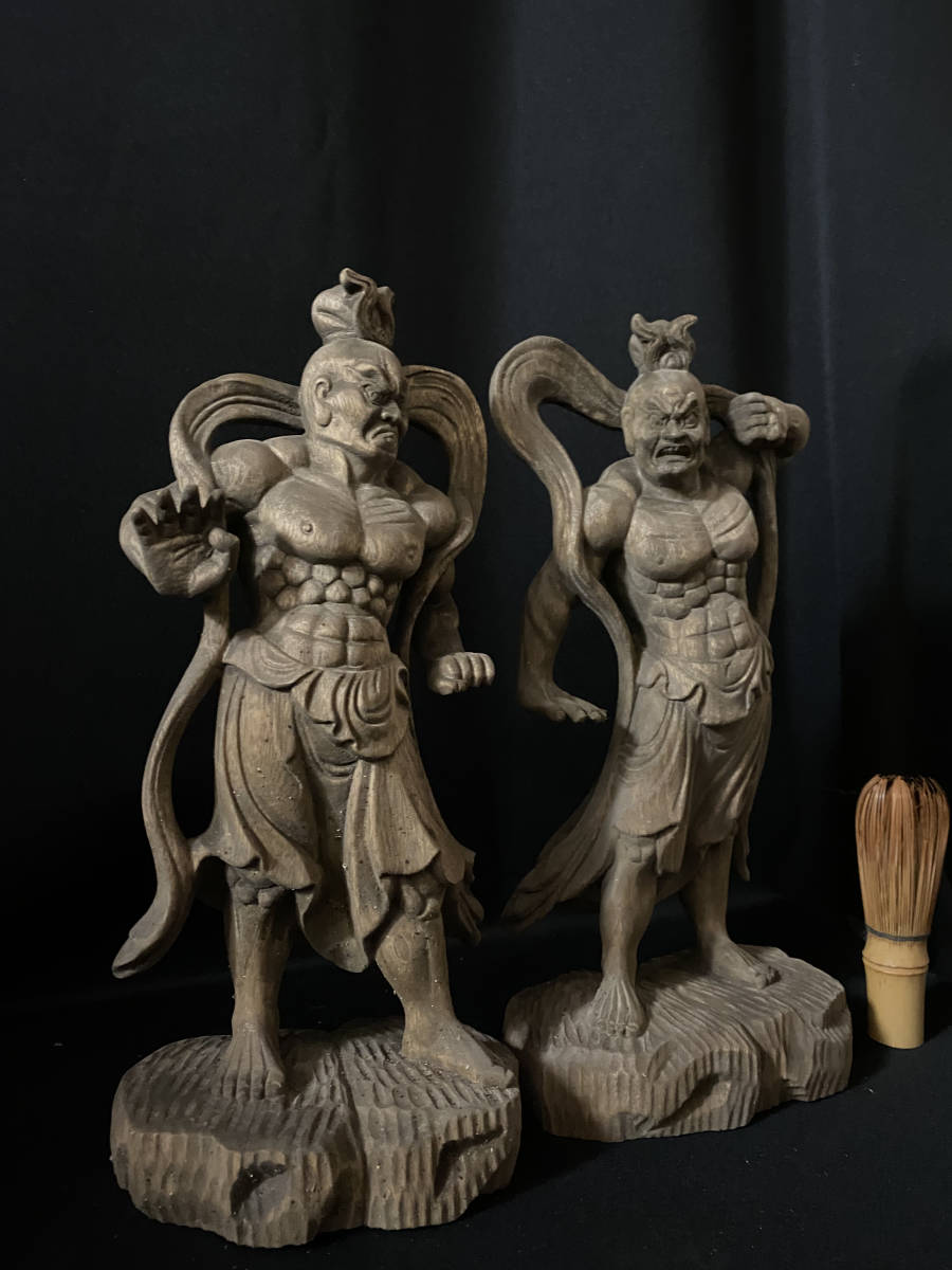 総楠材 高31cm 仏教工芸品 時代彫刻 木彫仏教 仏師で仕上げ品 金剛力士