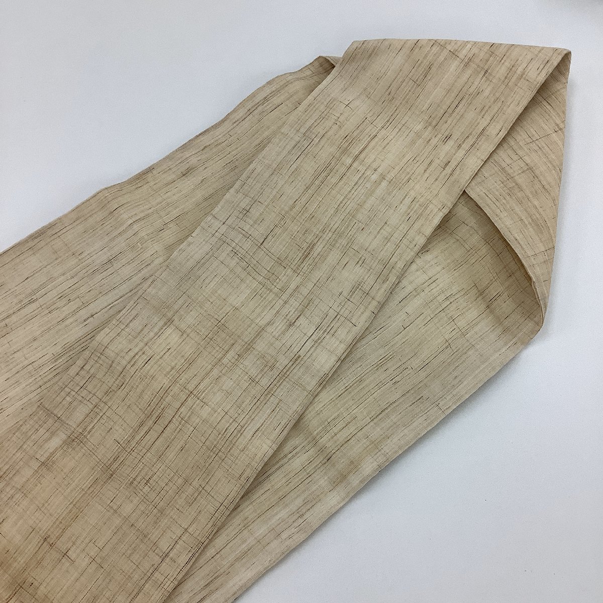 きものcocon★名古屋帯★夏帯★麻★長さ360/幅30.5/麻/薄ベージュ系/鳥獣戯画/兎/蛙/猿/【7-7-12O-0030-b】GR 名古屋帯 夏帯 松葉仕立て 特選麻九寸名古屋帯 夏物最終クリアランス ≪御仕立て