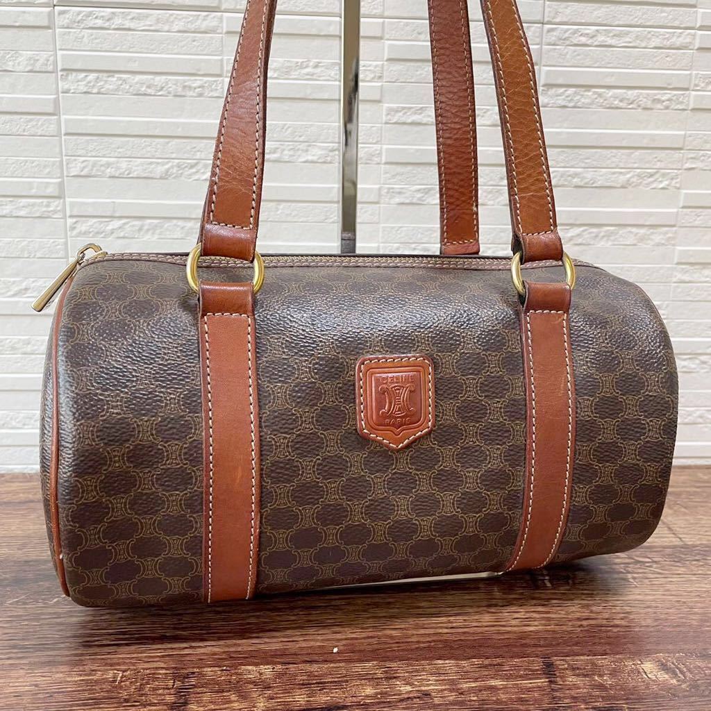 1円 美品 CELINE セリーヌ マカダム柄 トリオンフ ロゴ ショルダー 