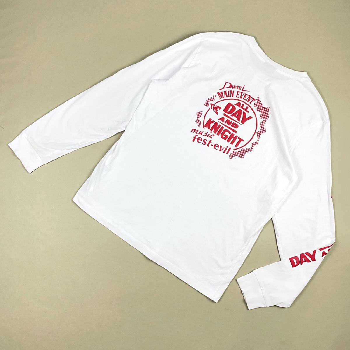 美品 DIESEL ディーゼル 長袖Tシャツ ロンT プリント 白 ホワイト 