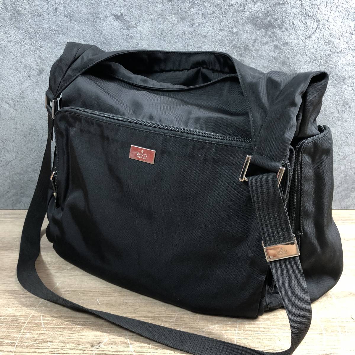 1円 スタート GUCCI グッチ 019 0304 200047 ナイロン シルバー金具 