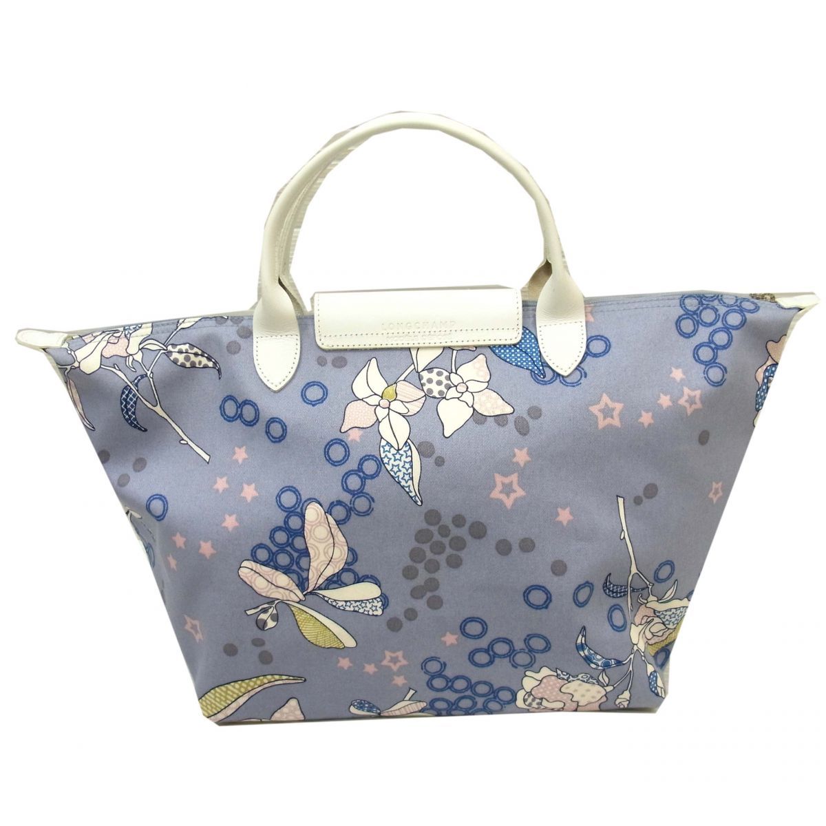 美品◎ロンシャン トートバッグ ハンドバッグ フランス製 花柄 レザー 