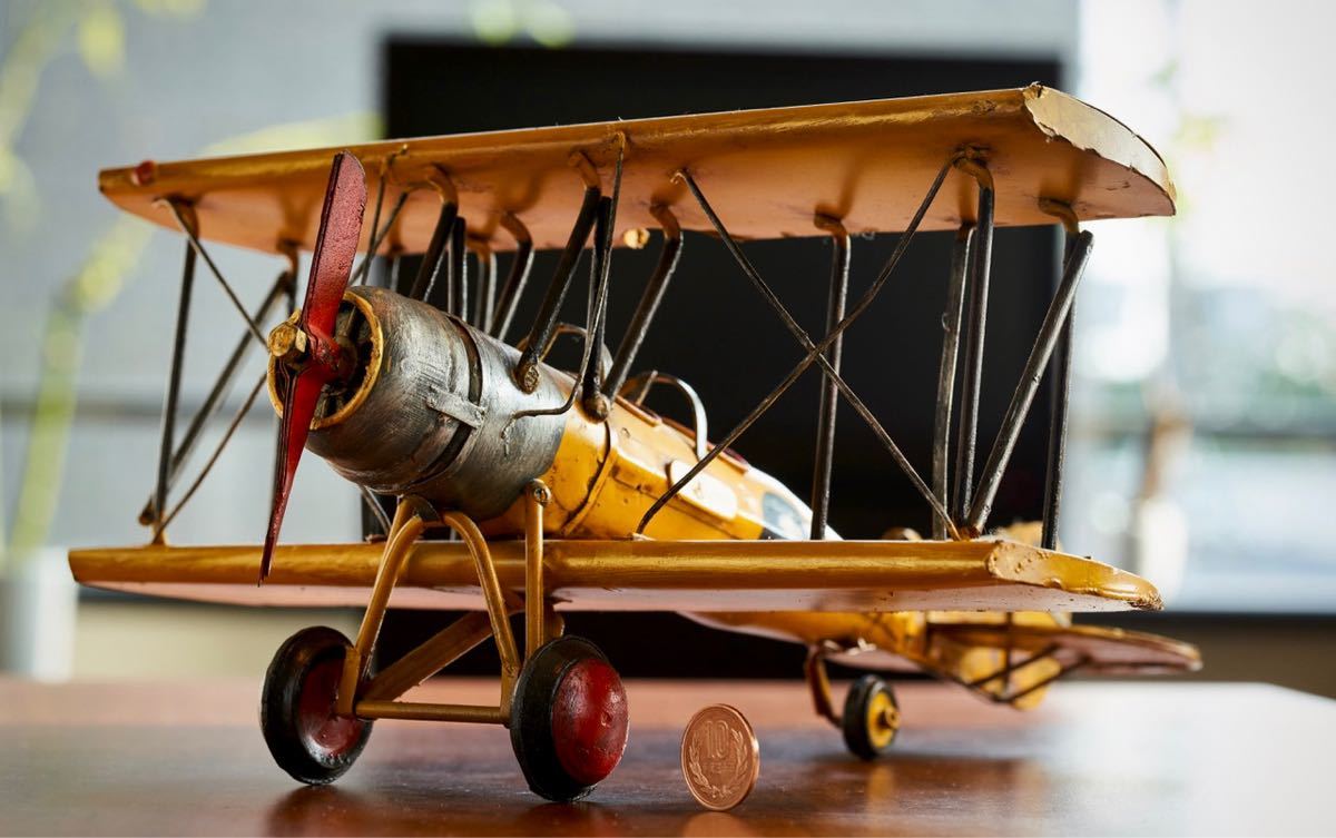 ブリキ 飛行機 インテリア アンティーク 複葉機 レトロ 【公式通販】