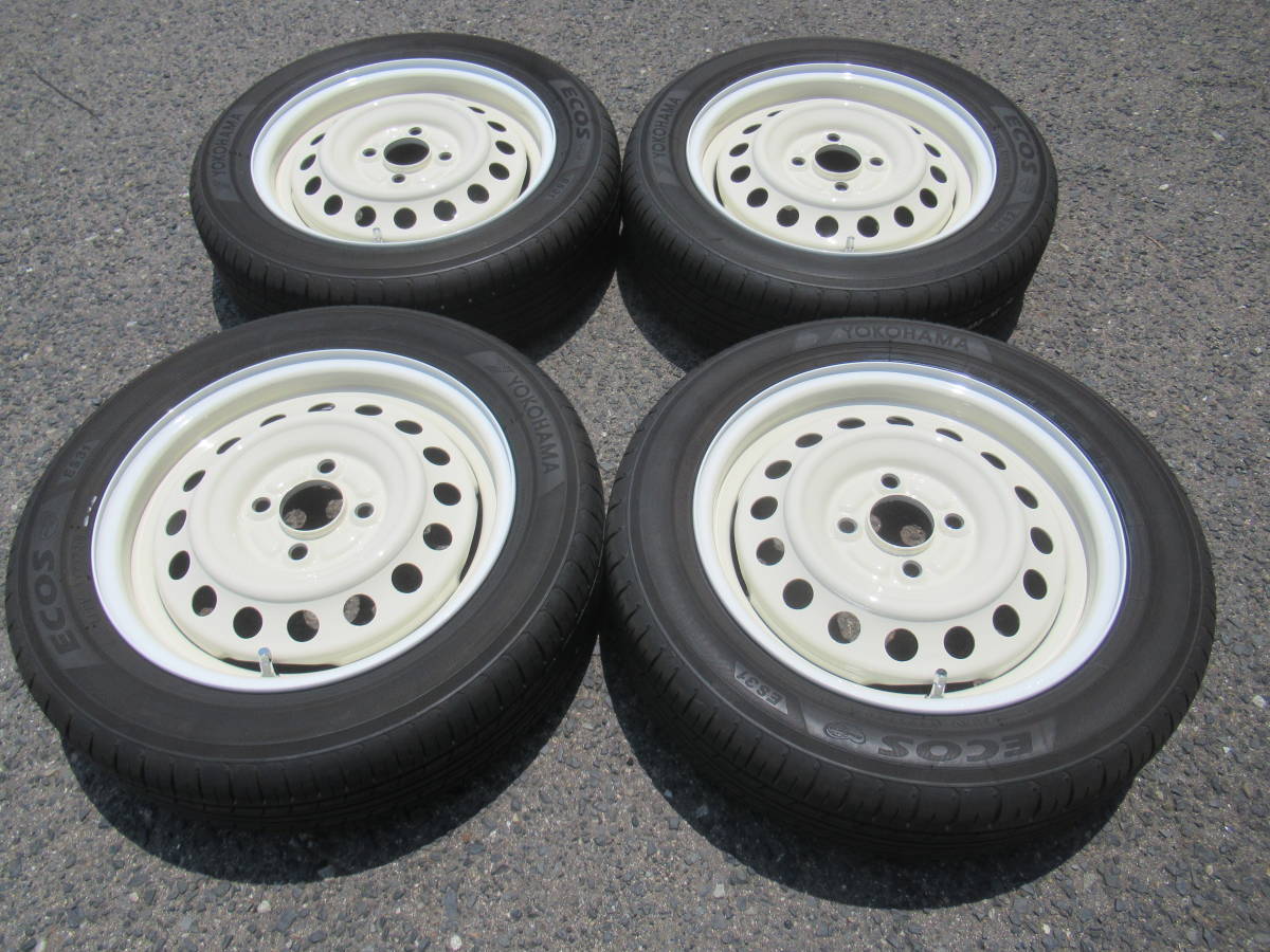 セール タイヤ 155/65-14 155/65R14 ヨコハマ ES31 スバル純正 スチールホイール アイボリーXホワイトライン 4.5J+45 100 4H 59&phi; Kカーに(ラジアルタイヤ)｜売買されたオークション情報、yahooの商品情報をア 4穴