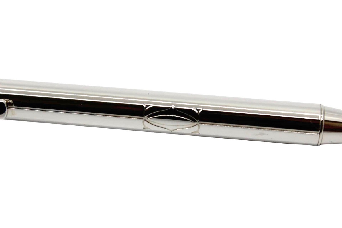 【美品】Cartier カルティエ ボールペン シルバー 純正ケース・外箱付き 筆記OK】 カルティエ ボールペン シルバー ロゴ ブラックインク 純正