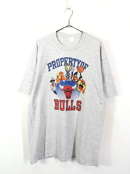 古着 90s USA製 NBA Chicago BULLS × LOONEY TUNES キャラクター Tシャツ XL 古着