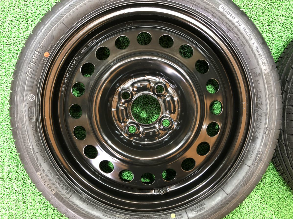 鉄チンホイール 15inch 4j+40 × ZEETEX 165/50R15 PCD100 4穴 軽自動車 