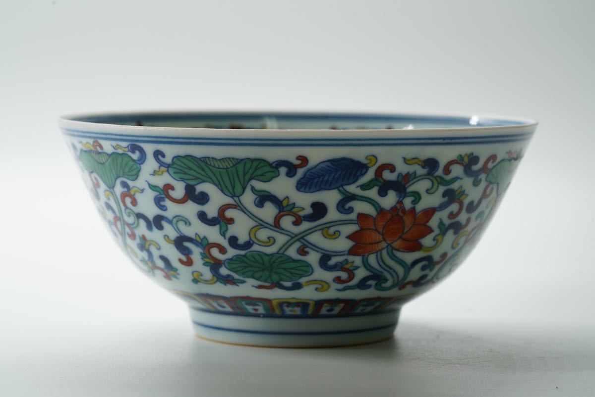 中国 清時代 五彩 粉彩 茶碗 時代物 アンティーク 古美術 骨董品
