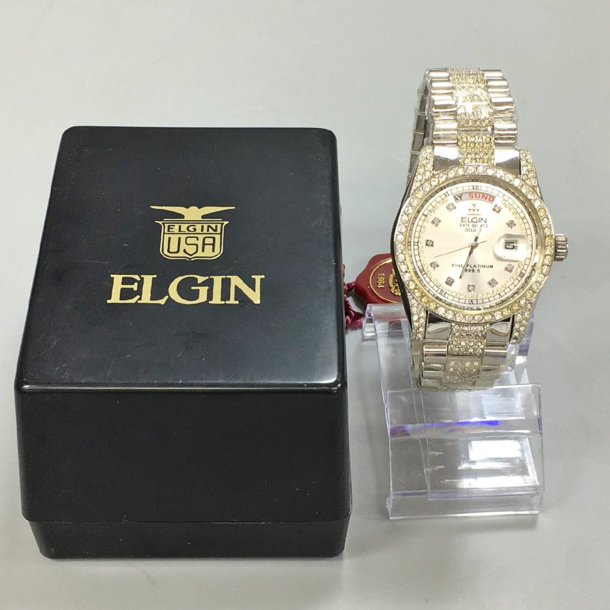 極美品】エルジンELGIN デイデイト プラチナコーティング FK-971-C