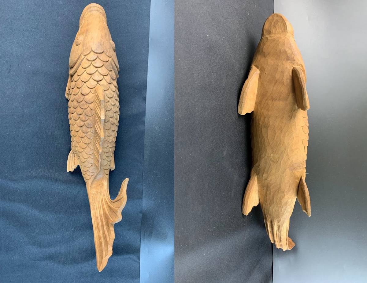 井波彫刻 川原和夫 鯉 彫刻家 彫刻作家 和夫作 木彫り 置物 オブジェ