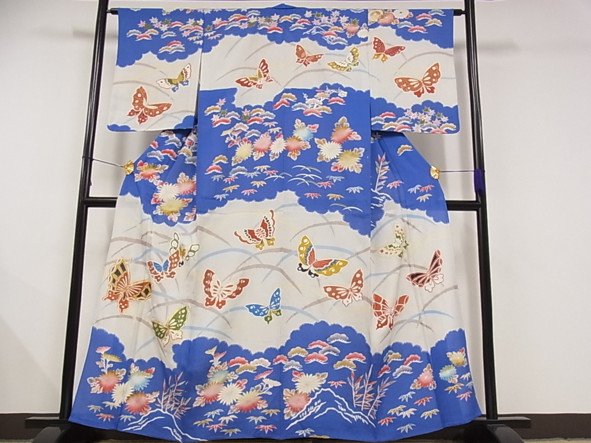 【送料無料，最新作】 着物屋こころ 夏物 訪問着 絽 駒刺繍 舞蝶草花文 金彩 着丈157cm 裄63.5cm 正絹 逸品 B-ph6850(仕立て上がり)｜売買されたオークション情報、yahooの商品情報をアーカイブ公開 - オークファン 仕立て上がり