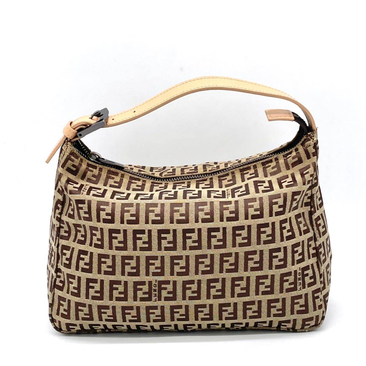 1円 極美品 FENDI フェンディ ズッカ柄 ズッキーノ ベージュ 