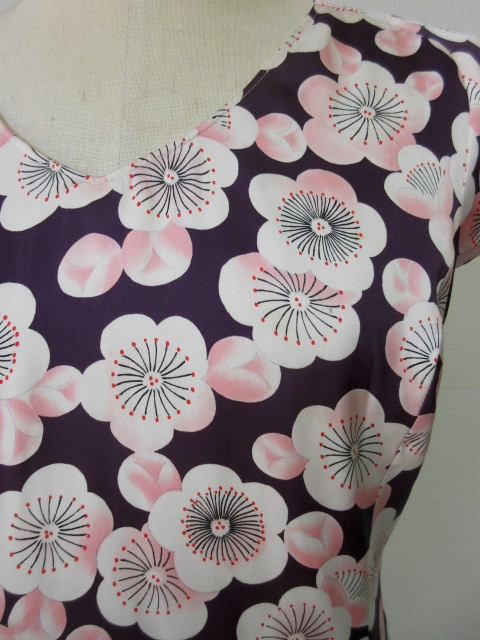 古着♪ジュンコシマダ・レトロVintage和風花柄ワンピ♪70s70年代80年代 