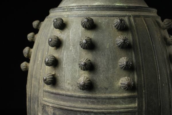 LIG】江戸期 菅原安欲作 青銅製 釣鐘 半鐘 梵鐘 在銘 寺院仏具 仏教