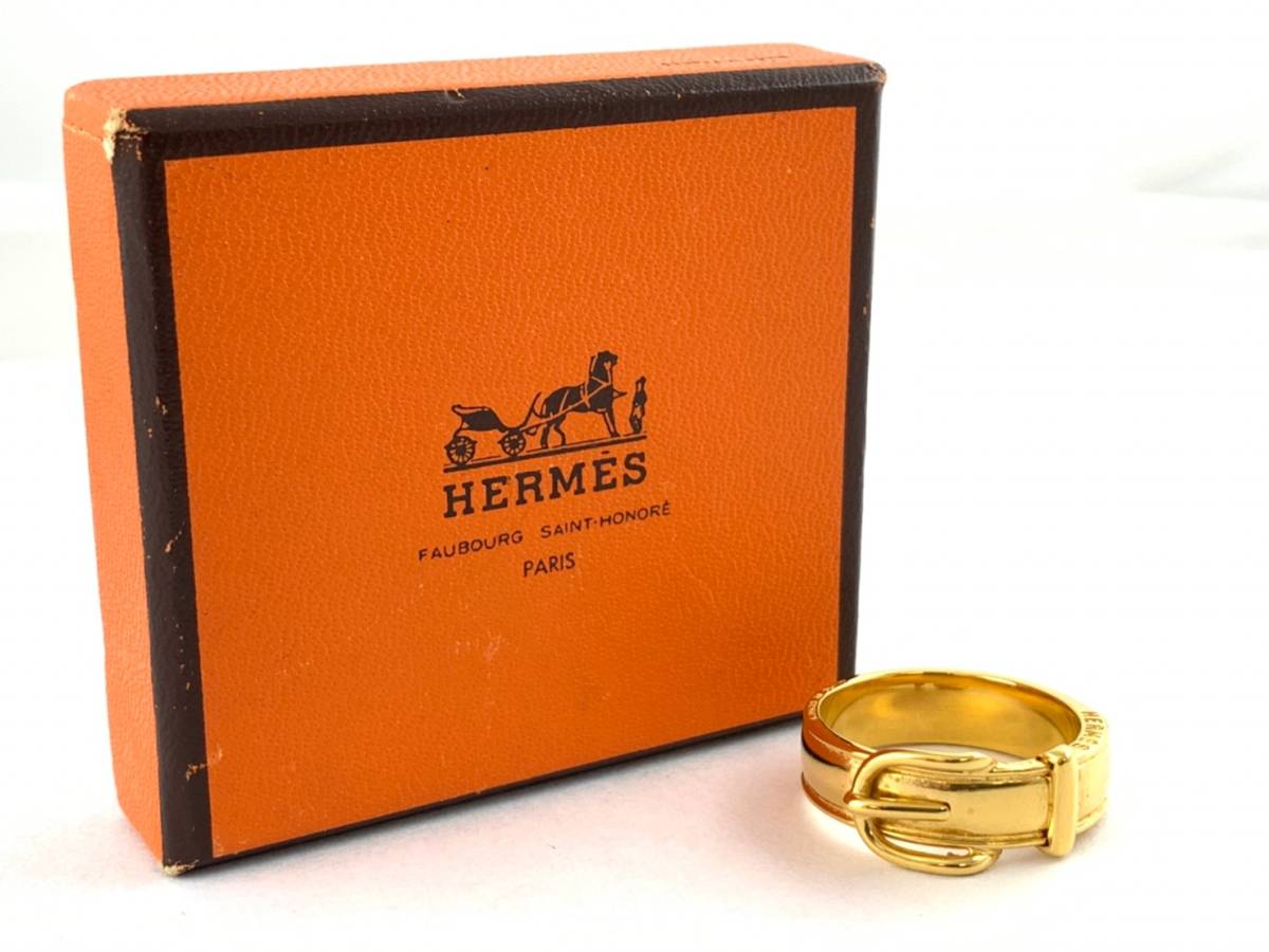 エルメス ベルトモチーフ HERMES スカーフリング ゴールド サン 