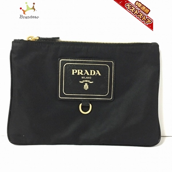 プラダ PRADA ナイロン レザー 黒 ブラック ナイロン×レザー 革タグ