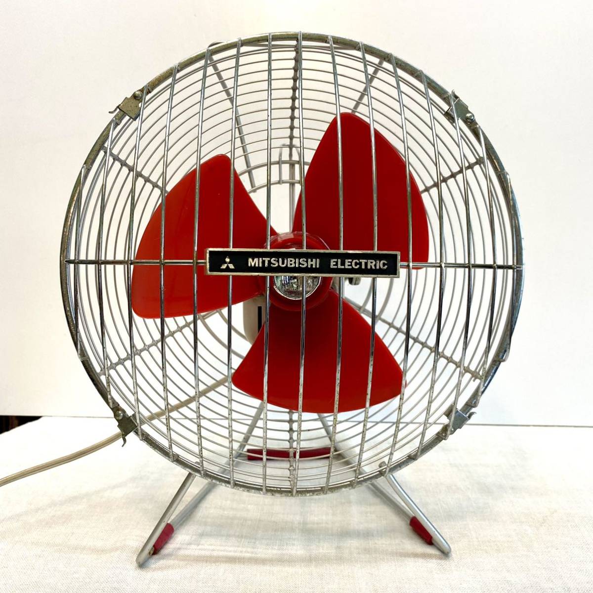 三菱/MITSUBISHI 扇風機 20㎝ 卓上扇 赤 D20-A6 昭和レトロ ビンテージ 